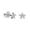 Boucles d'Oreilles Argent 925/000 Rhodié - Fleur Pavée de Zirconiums - vue V1