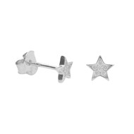 Boucles d'Oreilles Argent 925/000 Rhodié - Etoile Pavée de Zirconiums