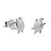 Boucles d'Oreilles Argent 925/000 Rhodié - Tortue Pavée de Zirconiums - vue V1