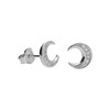 Boucles d'Oreilles Argent 925/000 Rhodié - Croissant de Lune Pavé de Zirconiums - vue V1