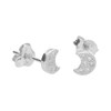 Boucles d'Oreilles Argent 925/000 Rhodié - Croissant de Lune Pavé de Zirconiums - vue V1