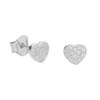 Boucles d'Oreilles Argent 925/000 Rhodié - Coeur Pavé de Zirconiums - vue V1