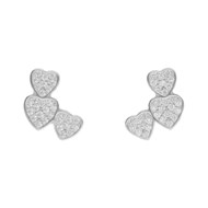 Boucles d'Oreilles Argent 925/000 Rhodié - Coeurs Pavés de Zirconiums