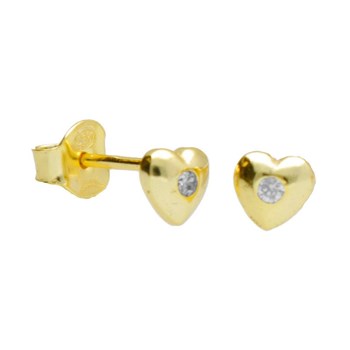 925/000 Sterling zilveren vergulde oorbellen - Hart bezet met een zirkoon