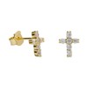 Boucles d'Oreilles Argent 925/000 Doré - Croix Pavée de Zirconiums - vue V1