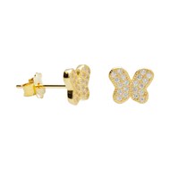 Boucles d'Oreilles Argent 925/000 Doré - Papillon Pavé de Zirconiums