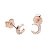 Boucles d'Oreilles Argent 925/000 Rose Gold - Croissant de Lune Pavé de Zirconiums - vue V1