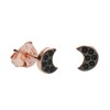 Boucles d'Oreilles Argent 925/000 Rose Gold - Croissant de Lune Pavé de Zirconiums Noirs - vue V1