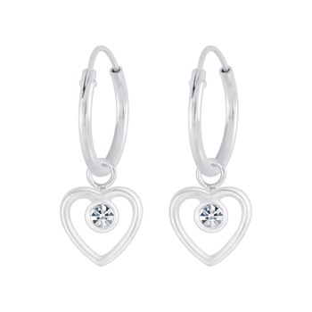 Boucles d'oreilles enfant Coeur en argent 925 et cristal blanc