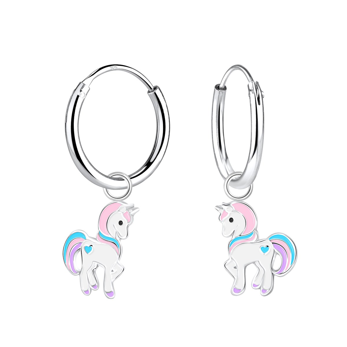 Boucles d'oreilles enfant licorne en argent 925