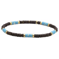 Bracelet Perles Heishi 4mm Coconut Et Jaspe Bleu