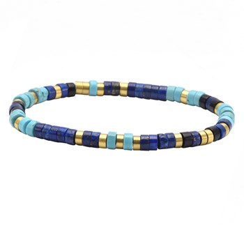 Bracelet Perles Heishi 4mm Lapis Lazuli Et Turquoise