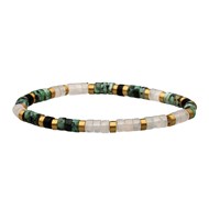 Bracelet Perles Heishi 4mm Amazonite Turquoise Africaine Et Jaspe Blanche-Large-20cm