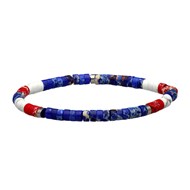 Bracelet Perles Heishi 4 Mm Jaspe Bleu Et Rouge-Small-16cm