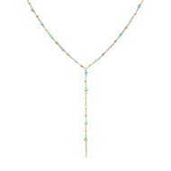 Collier Cravate Argent Doré Perles Naturelles Amazonite