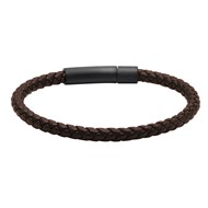 Bracelet Corde Cuir Tressé Marron-Medium-18cm
