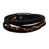 Bracelet Cuir Noir Tressé Avec Perle De Heishi Tigre-Medium-18cm - vue V1