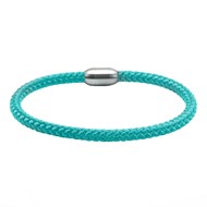 Bracelet Corde Tressé Turquoise Et Acier
