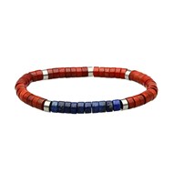Bracelet Chakra Perles Heishi Jaspe Rouge Lapis Lazuli-Large-20cm