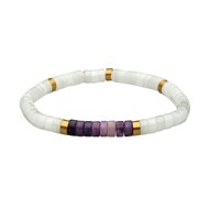 Bracelet Chakra Perles Heishi Jaspe Blanc Amethyste-Large-20cm