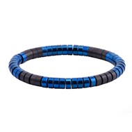 Bracelet Heishi Métal Série Acier Bleu Et Noir Mat