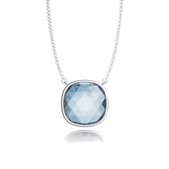 Collier Étincelant Topaze Véritable - Bleue Ciel 38 Facettes sur Argent 925 Rhodié | Aden Bijoux