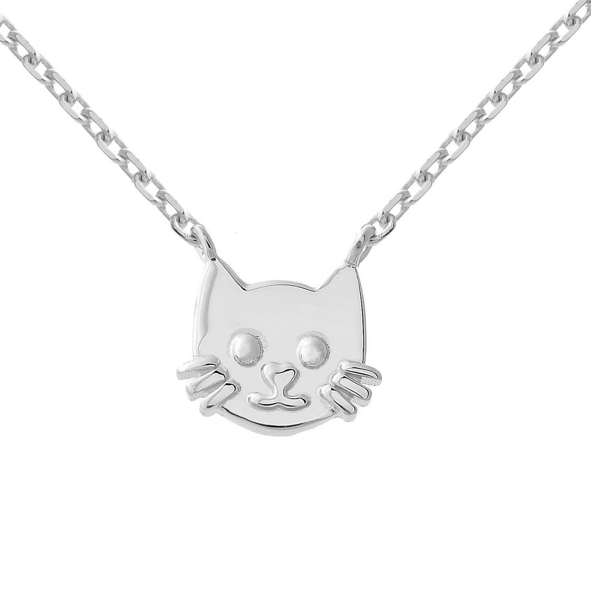 Collier tête de chat Argent 925 Rhodié