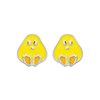 Boucles d'oreilles poussin émail coloré jaune et orange Argent 925 Rhodié - vue V1