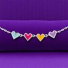 Collier suite de 4 coeurs émail coloré Argent 925 Rhodié - vue V4