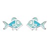 Boucles d'oreilles poisson émail coloré bleu Argent 925 Rhodié - vue V1