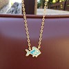 Collier poisson émail coloré bleu Plaqué OR 750 3 microns - vue V4