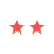Boucles d'oreilles étoile émail coloré rose Plaqué OR 750 3 microns