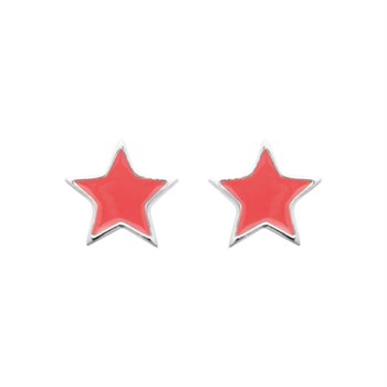 Boucles d'oreilles étoile émail coloré rose Argent 925 Rhodié
