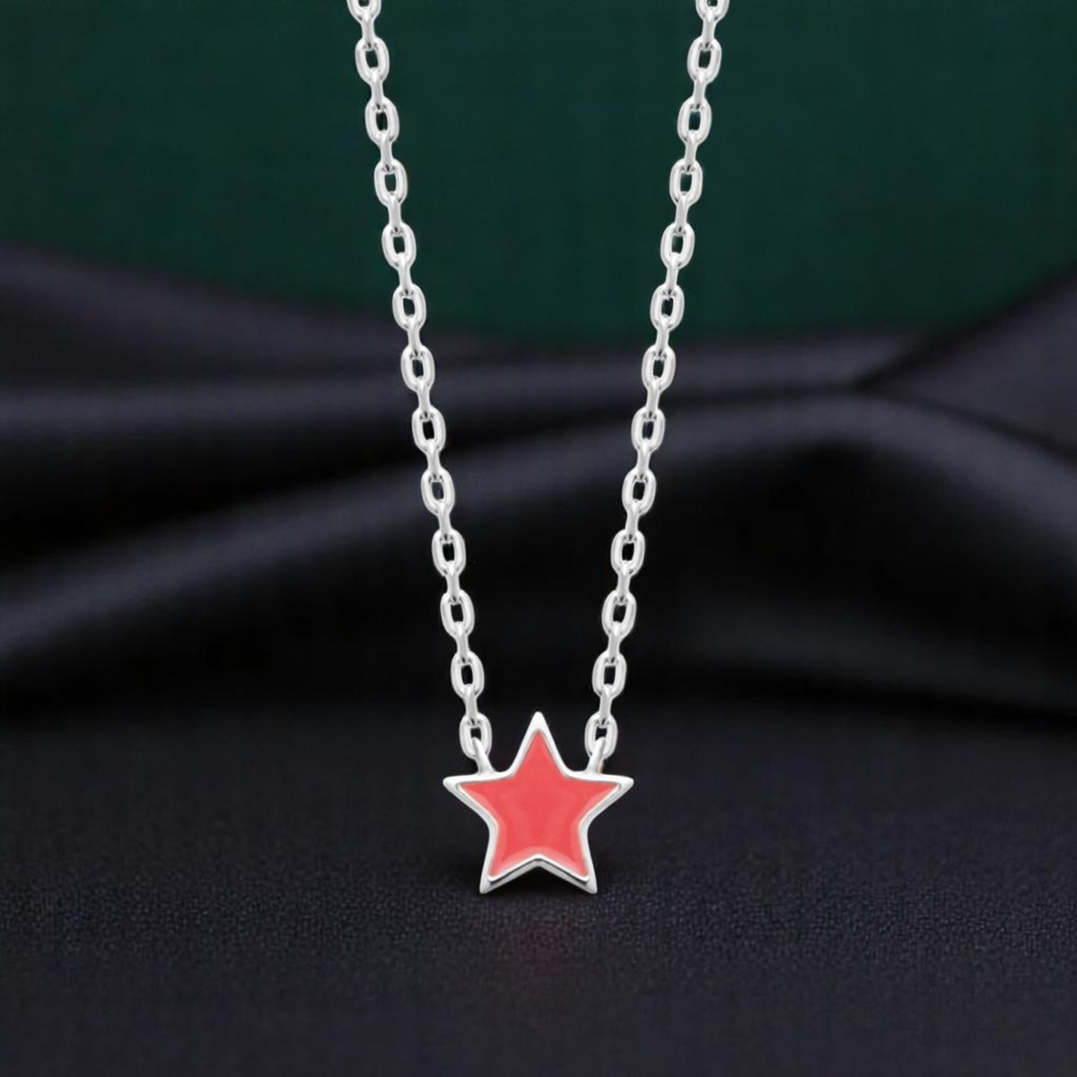Collier étoile émail coloré rose Argent 925 Rhodié - vue 4