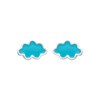 Boucles d'oreilles nuage émail coloré bleu Argent 925 Rhodié - vue V1