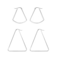 Set de deux paires de créoles triangles acier argenté