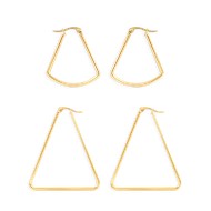 Set de deux paires de créoles triangles acier doré plaqué jaune