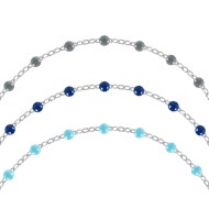 Set de trois bracelets gris, bleu et turquoise en acier argenté