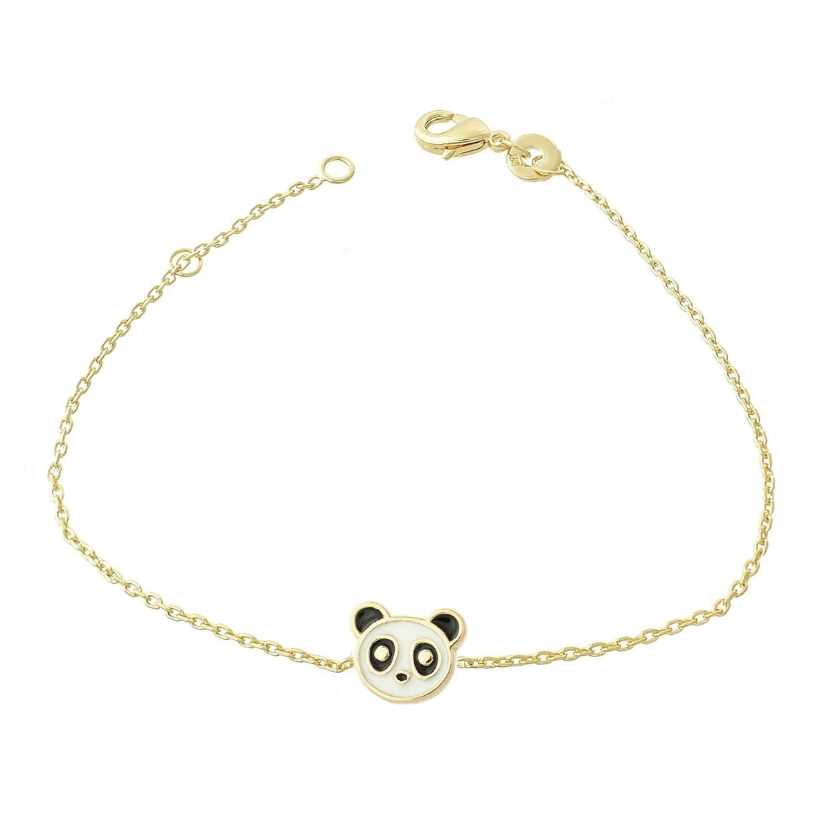 Bracelet panda émail coloré Plaqué or 750 3 microns