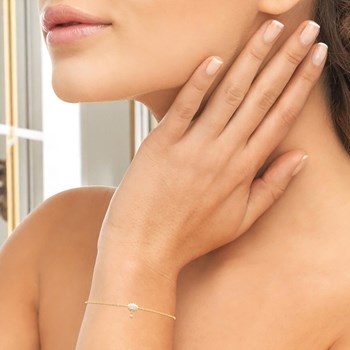 Bracelet oeil oxyde de zirconium avec pendant rond Plaqué OR 750 3 microns