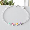 Bracelet suite de 4 coeurs émail coloré Argent 925 Rhodié - vue V4