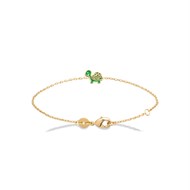 Bracelet tortue émail coloré vert Plaqué or 750 3 microns