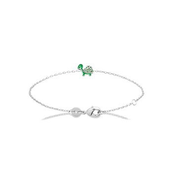 Bracelet tortue émail coloré vert Argent 925 Rhodié