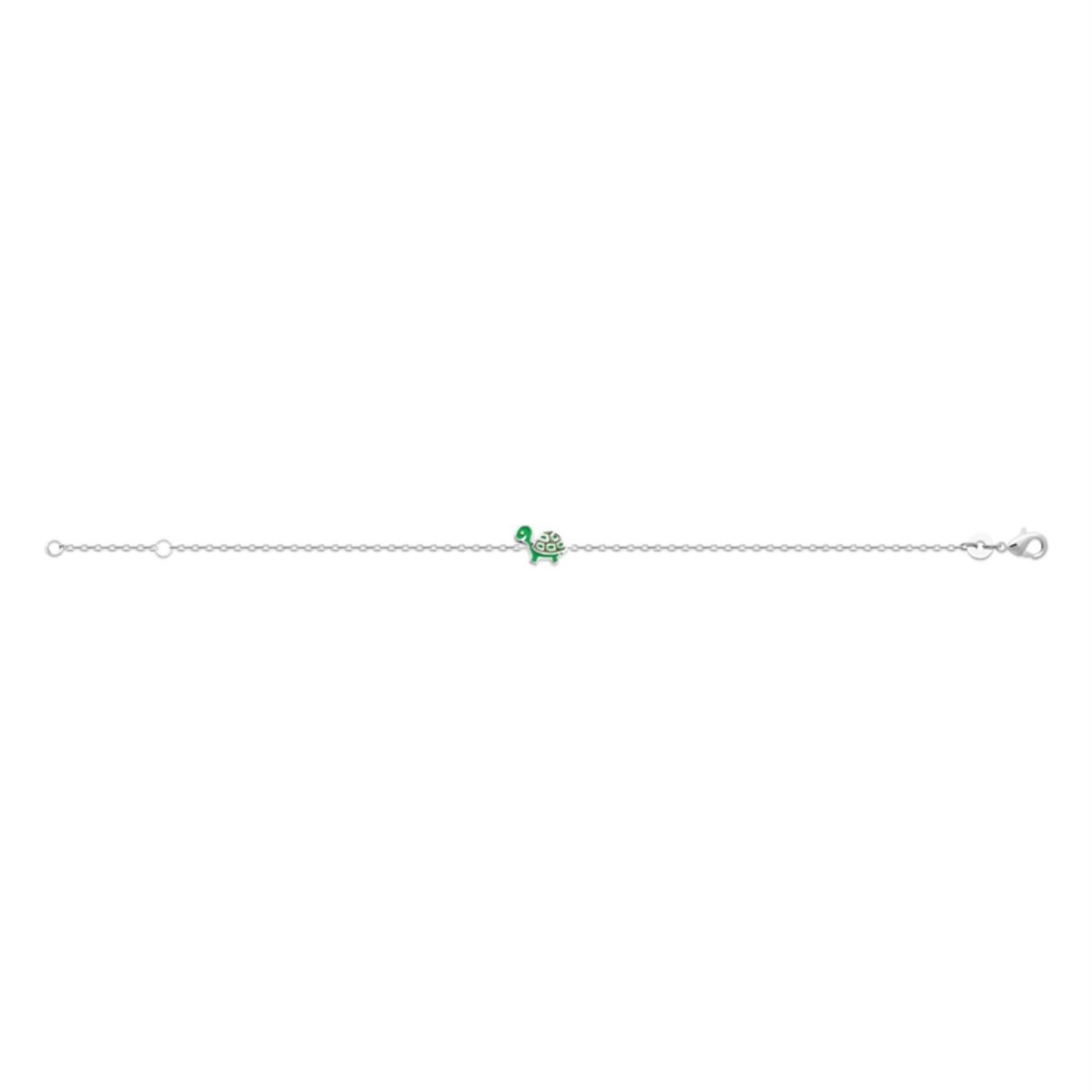 Bracelet tortue émail coloré vert Argent 925 Rhodié - vue 2