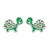 Boucles d'oreilles tortue émail coloré vert Argent 925 Rhodié - vue V1