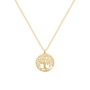 Round medal tree of life necklace Gold plated 750 3 microns