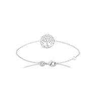 Bracelet arbre de vie à feuilles médaille ronde Argent 925 Rhodié