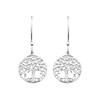 Boucles d'oreilles arbre de vie à feuilles médaille ronde Argent 925 Rhodié - vue V1