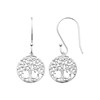 Boucles d'oreilles arbre de vie à feuilles médaille ronde Argent 925 Rhodié - vue V2