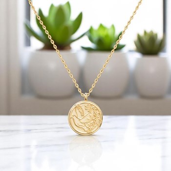 Collier médaille colombe au rameau Plaqué OR 750 3 microns